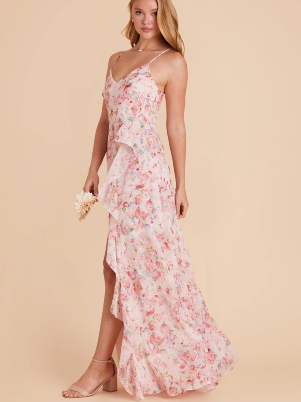 Birdy Grey Theresa Bridesmaid Dress Chiffon Pink Falling Petals
Size M Floral